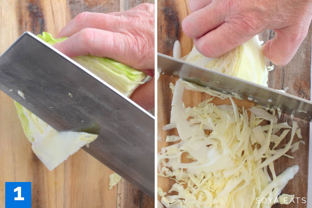 Image of cabbage being cut.
