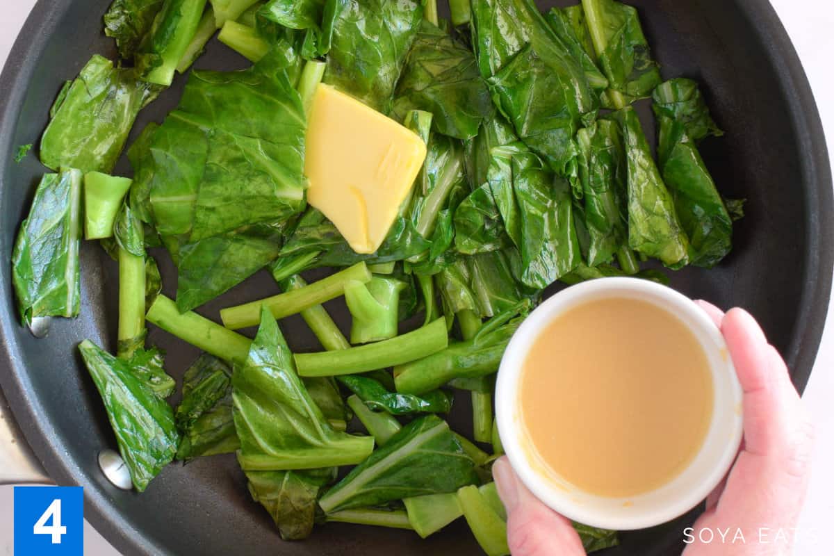 Sauteed greens with butter and miso paste.