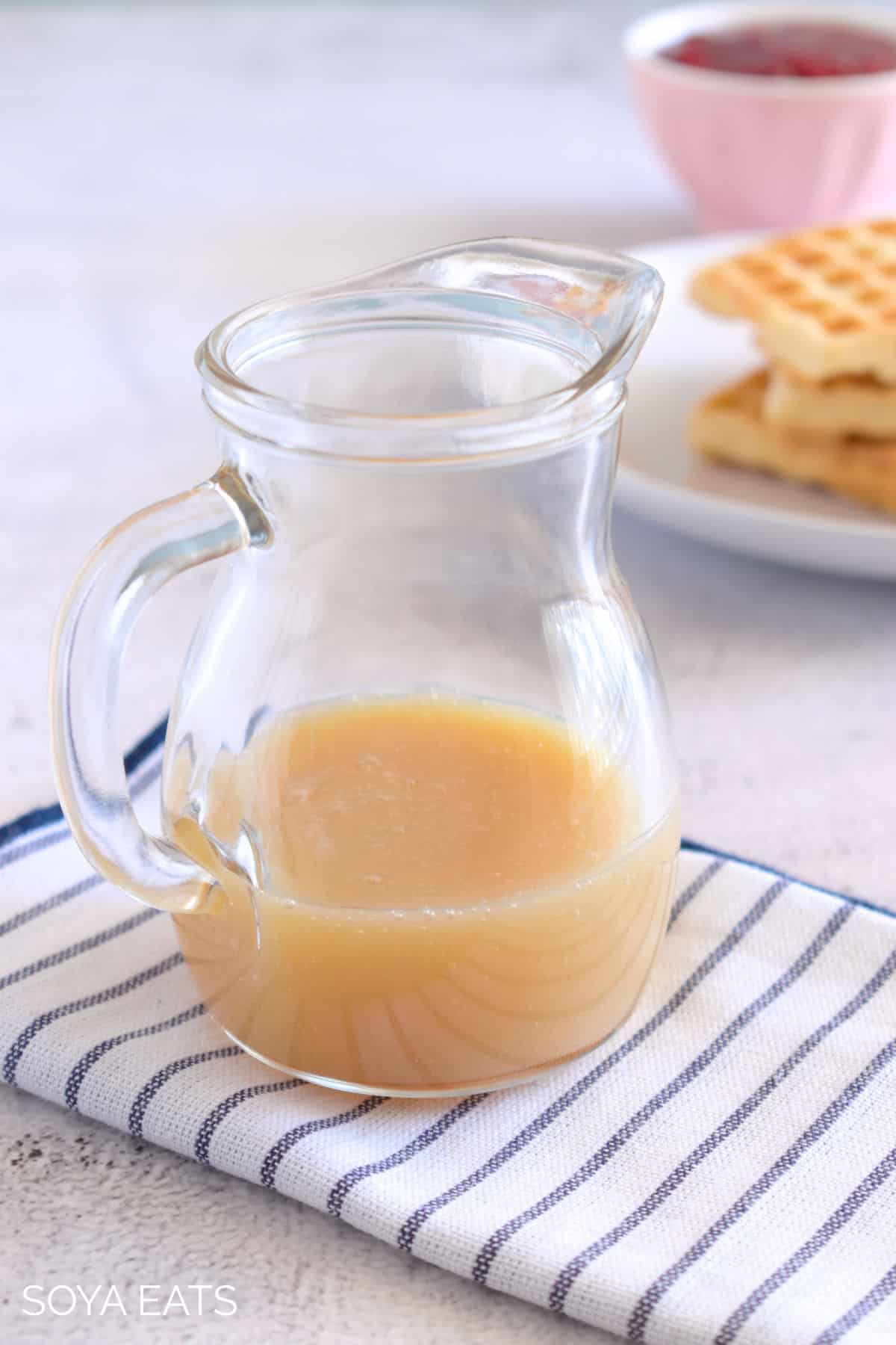 Condensed milk in a jug.
