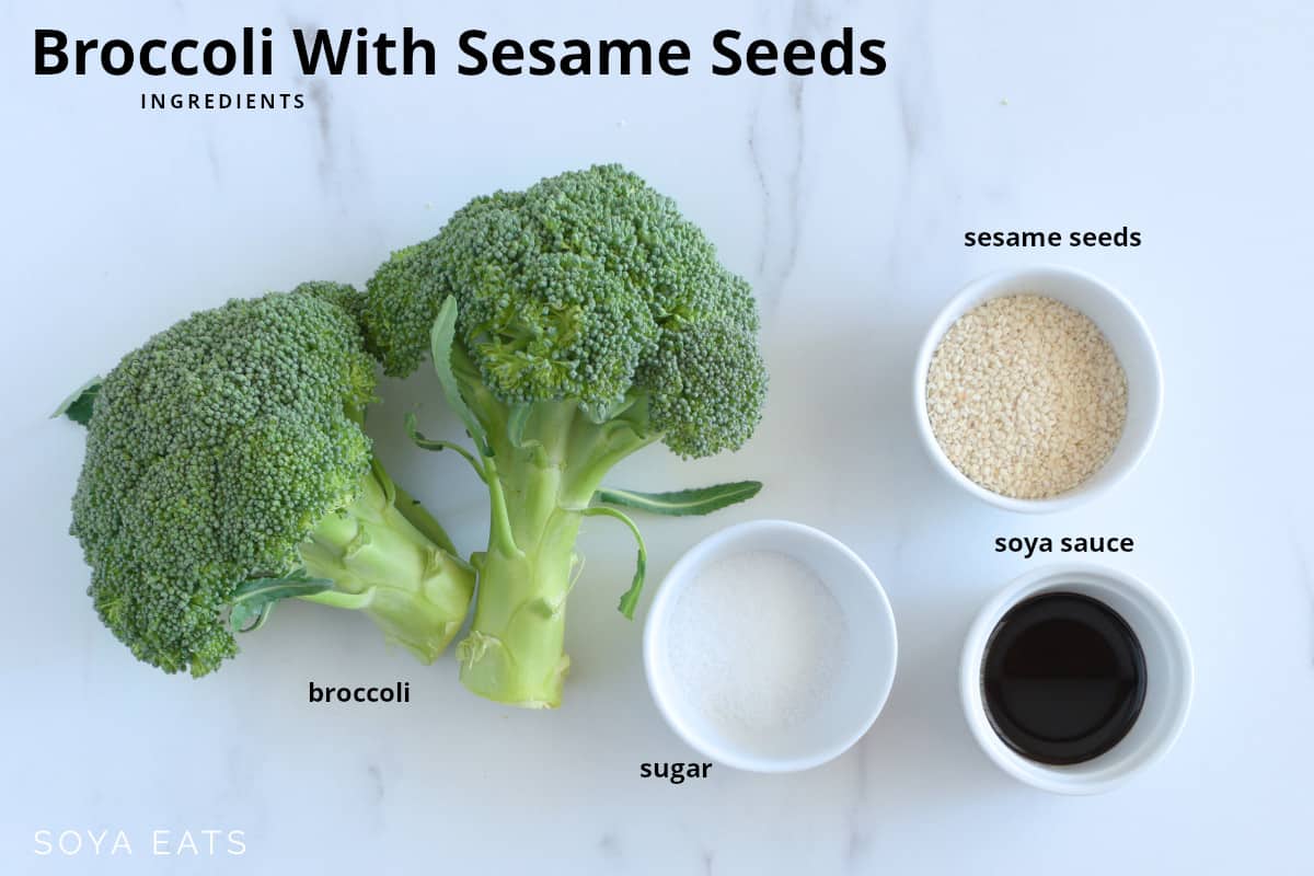 Ingredient images for broccoli with sesame seeds.
