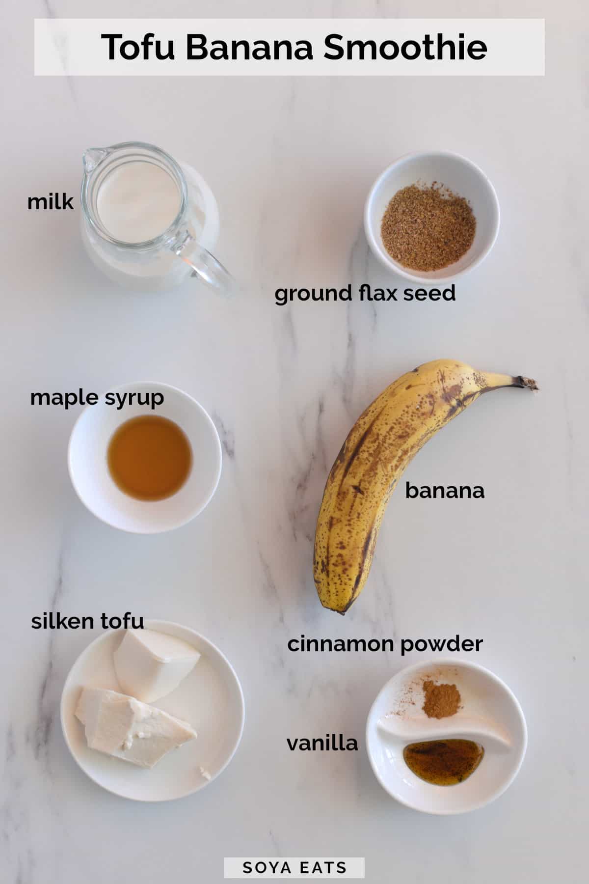 Ingredient image for banana tofu smoothie.